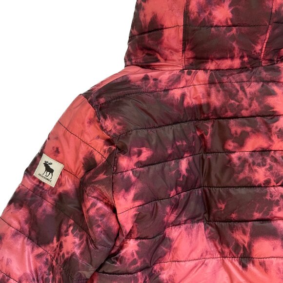 Abercrombie Kids Cozy Pattern Faux Fur Lined Puffer Coat Red Dye Effect 5/6 - Picture 14 of 16